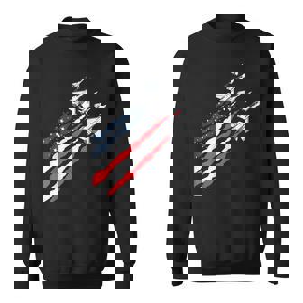 Patriotic Fighter Jet Airplane American Flag Vintage Sweatshirt | Mazezy