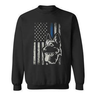 Patriotic German Shepherd K9 Unit Thin Blue Line Police Sweatshirt - Monsterry