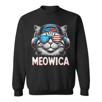 Patriotic Meowica 4Th Of July Cat American Flag Usa Kitty Sweatshirt - Thegiftio UK