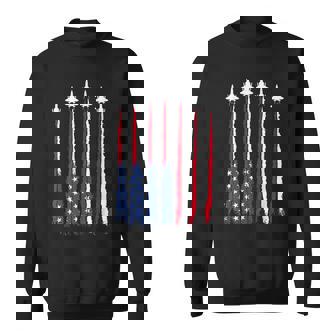 Patriotic Red White Blue Usa Flag Fighter Jets 4Th Of July Sweatshirt - Seseable