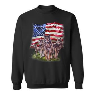 Patriotic Usa Wolves Pack North America Wolf Sweatshirt - Monsterry AU