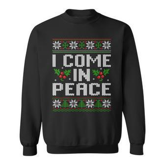 I Come In Peace Couple Matching Ugly Christmas Sweater Sweatshirt | Mazezy