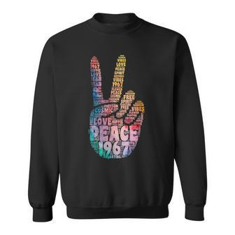 Peace Hand Sign Peace Sign Vintage Hippie Sweatshirt - Seseable