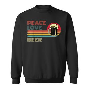 Peace Love Beer Retro Sunset Bartender Brewers Drinkers Sweatshirt - Monsterry