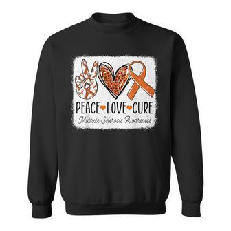 Peace Love Cure Ms Warrior Multiple Sclerosis Awareness Sweatshirt | Mazezy