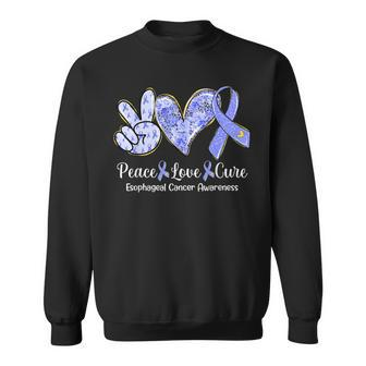 Peace Love Cure Periwinkle Ribbon Esophageal Cancer Sweatshirt | Mazezy