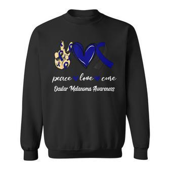 Peace Love Hope Black & Navy Ribbon Ocular Melanoma Aware Sweatshirt - Monsterry CA