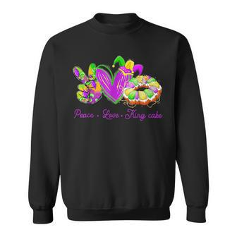 Peace Love King Cake Mardi Gras Outfit Party Carnival Sweatshirt - Monsterry