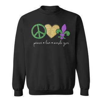 Peace Love Mardi Gras With Fleur De Lis In New Orleans Sweatshirt | Mazezy