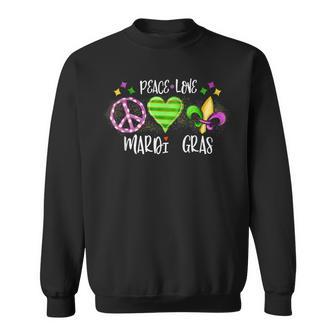 Peace Love Mardi Gras Purple And Gold New Orleans Festival Sweatshirt - Monsterry AU