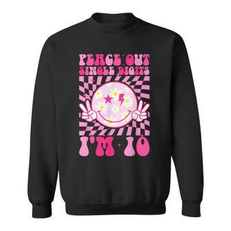 Peace Single Digits I'm 10 Smile Face For Birthday Girls Sweatshirt - Monsterry UK
