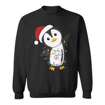 Penguin Christmas Santa Clauses Fairy Lights Penguins Sweatshirt - Monsterry