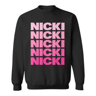Personalized Name Nicki I Love Nicki Pink Vintage Sweatshirt | Mazezy