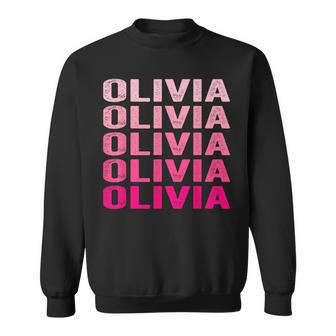 Personalized Name Olivia I Love Olivia Pink Vintage Sweatshirt - Monsterry
