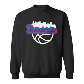 Philadelphia Vintage Basketball Script City Skyline Fan Sweatshirt - Monsterry CA