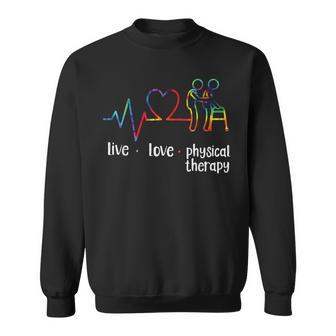 Physical Therapist Therapy Assistant Tie Dye Heartbeat Heart Sweatshirt - Monsterry AU