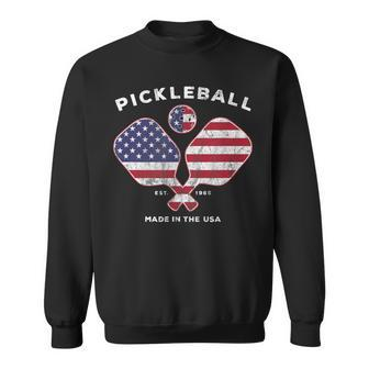 Pickleball Vintage Usa American Flag Distressed Sweatshirt - Monsterry UK