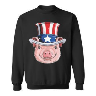 Pig 4Th Of July Uncle Sam American Flag Hat Sweatshirt | Mazezy