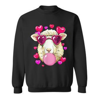 Pig Bubblegum Sheep Valentines Pink Sunglasses Sheep Sweatshirt - Monsterry