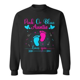 Pink Or Blue Auntie Loves You Cute Gender Reveal Party Baby Sweatshirt - Thegiftio UK