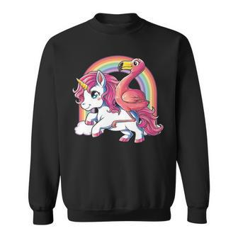 Pink Flamingo Unicorn Bird Lovers Squad Rainbow Sweatshirt | Mazezy
