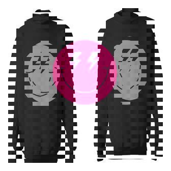 Pink Smile Face Cute Happy Lightning Smiling Face Sweatshirt - Thegiftio