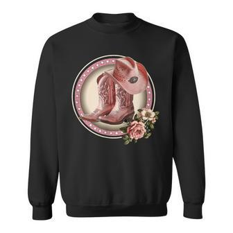 Pinks & Boots Vintage Cowboy Boots Cowgirl Hat Western Sweatshirt - Monsterry AU