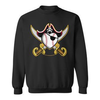 Pirate Baseball Heart Skull Pirate Sweatshirt - Monsterry UK