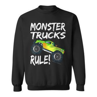Pit Crew Monster Trucks Happy Sunset Retro Theme Sweatshirt - Monsterry