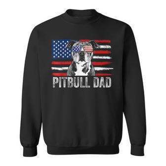 Pitbull Dad Proud American Pit Bull Dog Flag Sweatshirt - Monsterry UK
