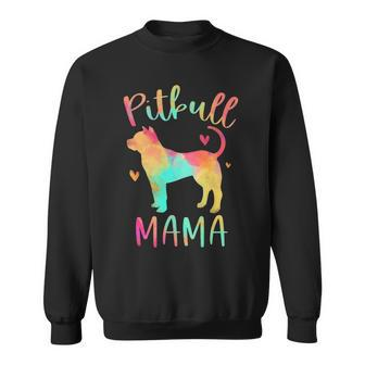 Pitbull Mama Colorful Pitbull Terrier Pittie Dog Mom Sweatshirt | Mazezy