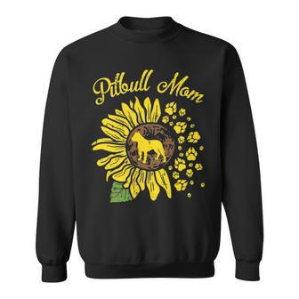 Pitbull Mom Sunflower Paw Pittie Dog Owner Mama Women Gif Sweatshirt | Mazezy