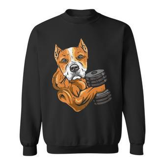 Pitbull Weightlifting Dog Mom Dad Weightlifting Sweatshirt | Mazezy