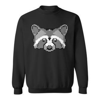 Pixelated Raccoon Face Raccoon Sweatshirt - Monsterry