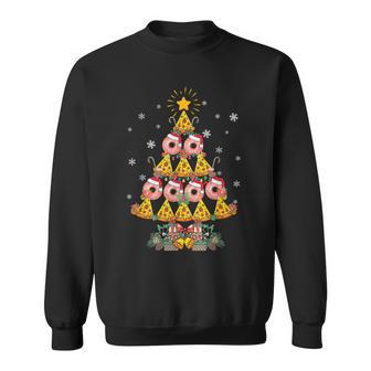 Pizza & Donut Christmas Tree Merry Xmas Crustmas Light Sweatshirt | Mazezy