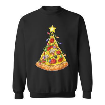 Pizza Christmas Tree Lights Xmas Boys Crustmas Pepperoni Sweatshirt - Monsterry