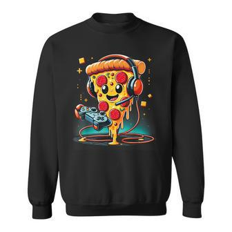 Pizza Gamer Love Play Video Games Controller Headset Sweatshirt | Mazezy UK