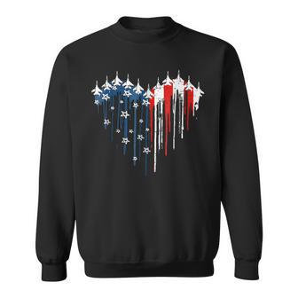 Plane Flag Heart America 4Th Of July Sweatshirt - Monsterry UK