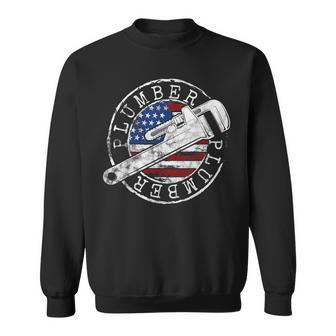 Plumber American Flag Plumbing Usa Patriot Stamp Style Sweatshirt - Monsterry