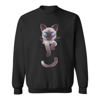 Pocket Cute Siamese Cat Kitten Sweatshirt - Monsterry