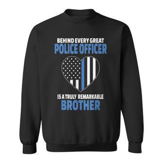 Police Officer Brother Cute Heart Flag Sweatshirt - Monsterry DE
