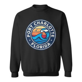 Port Charlotte Florida Fl Vintage Nautical Waves Sweatshirt - Monsterry UK