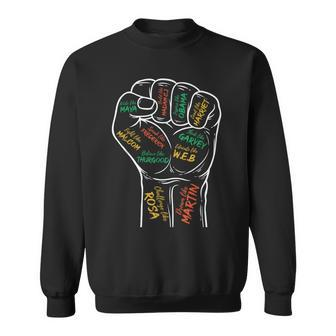 Power Fist Hand Inspiring Black Leaders Black History Sweatshirt - Seseable