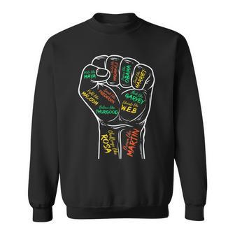 Power Fist Hand Inspiring Black Leaders Black History Sweatshirt | Mazezy