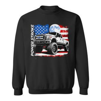 Powerstroke Turbo Diesel Truck American Flag Rolling Coal Sweatshirt - Monsterry