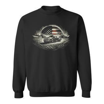 Powerstroke Turbo Diesell Truck American Flag Rolling Coal Sweatshirt - Monsterry