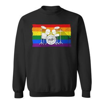 Pride Rainbow Flag Drum Kit Drummer Shadow Sweatshirt | Mazezy