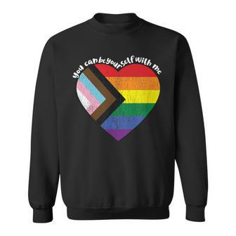 Pride Safe Space Heart Lgbtq You Can Be Yourself With Me Sweatshirt - Monsterry DE