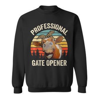 Professional Gate Opener Cow Lover Vintage Retro Heifer Sweatshirt - Monsterry