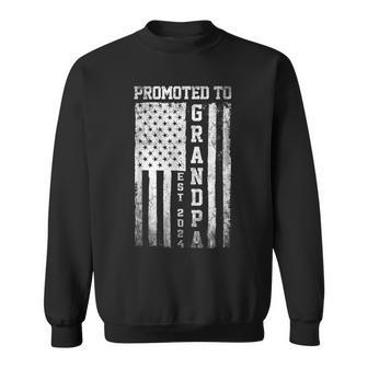 Promoted To Grandpa Est 2024 American Flag Sweatshirt - Monsterry AU